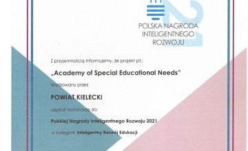 Nominacja do Polskiej Nagrody Inteligentnego Rozwoju 2021